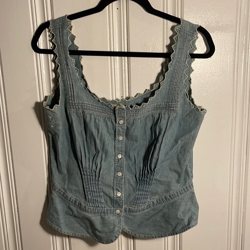 American Living tailored blue Jean vest size M